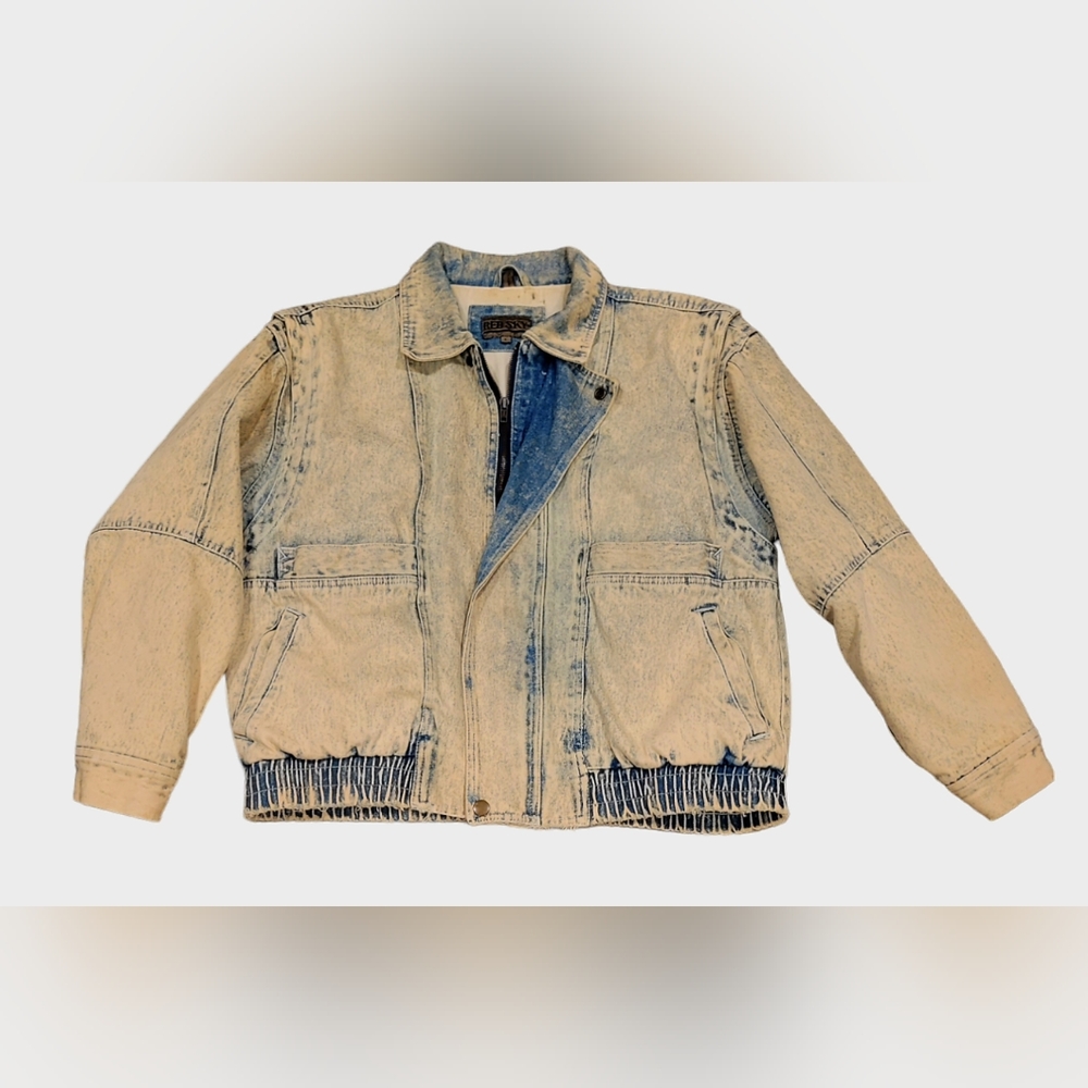 Vintage Red Sky Denim Jacket Stone Wash / Acid Wash Large Coat